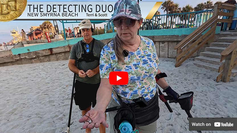 S03 E21 Finding Silver and Gold Earrings Metal Detecting New Smyrna Beach Florida